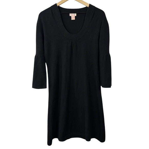 Pink Pineapple Dresses & Skirts - Pink Pineapple Women Black 100% Cashmere Bell Sleeve Scoop Neck Sweater Dress L